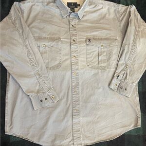 Vintage Browning Men's Light Gray Long-Sleeve Button-Up Shirt